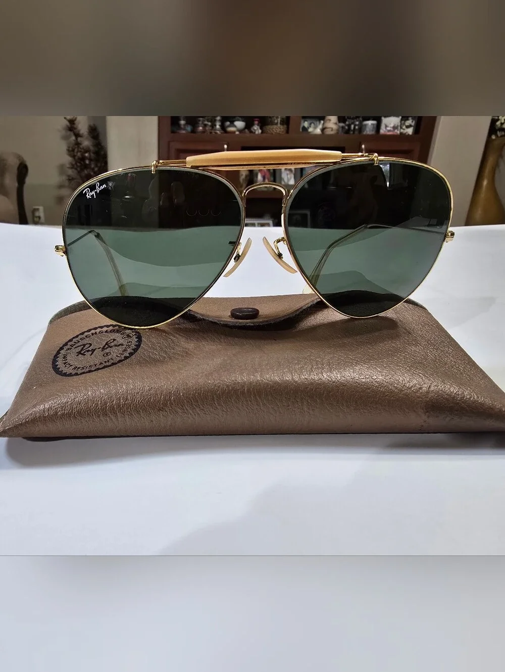 Vintage 60s Ray-Ban Men’s Gold Aviator Sunglasses 62[]14